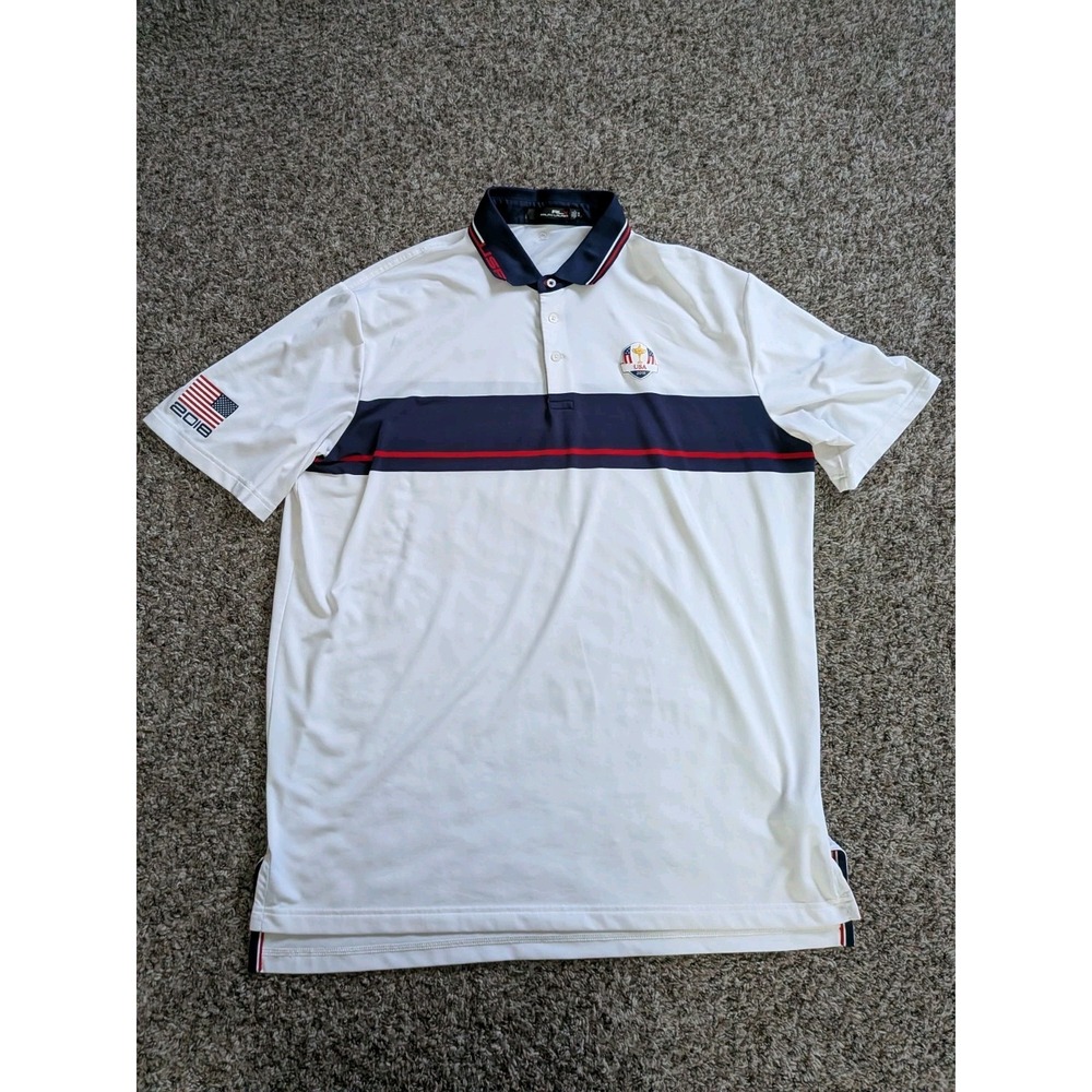 Ralph Lauren RLX Ryder Cup 2018 USA Golf Polo Shirt Men's XL White Blue Red